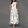 Women Summer Sleeveless V Neck Printed Maxi Dress