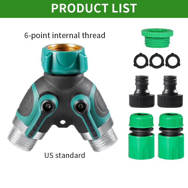 

6mm Y-Type Double Union Tee One-In-Two-Out Diverter Ball Valve Irrigation Thread Drip Line Tool for Flower Watering