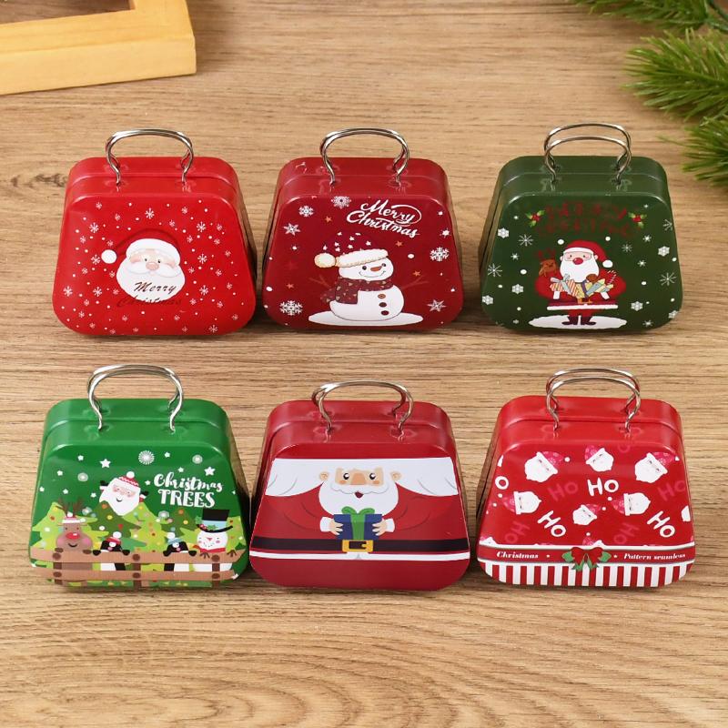 Christmas Handbag Shape Candy Box Metal Tin Cookie Gift Packaging Boxes Kids Xmas Party Favors Happy New Year 2025 Noel Decor