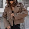 Autumn and Winter Fashion British Suit Collar Solid Color Woolen Coat Women's Office Button Short Jacket