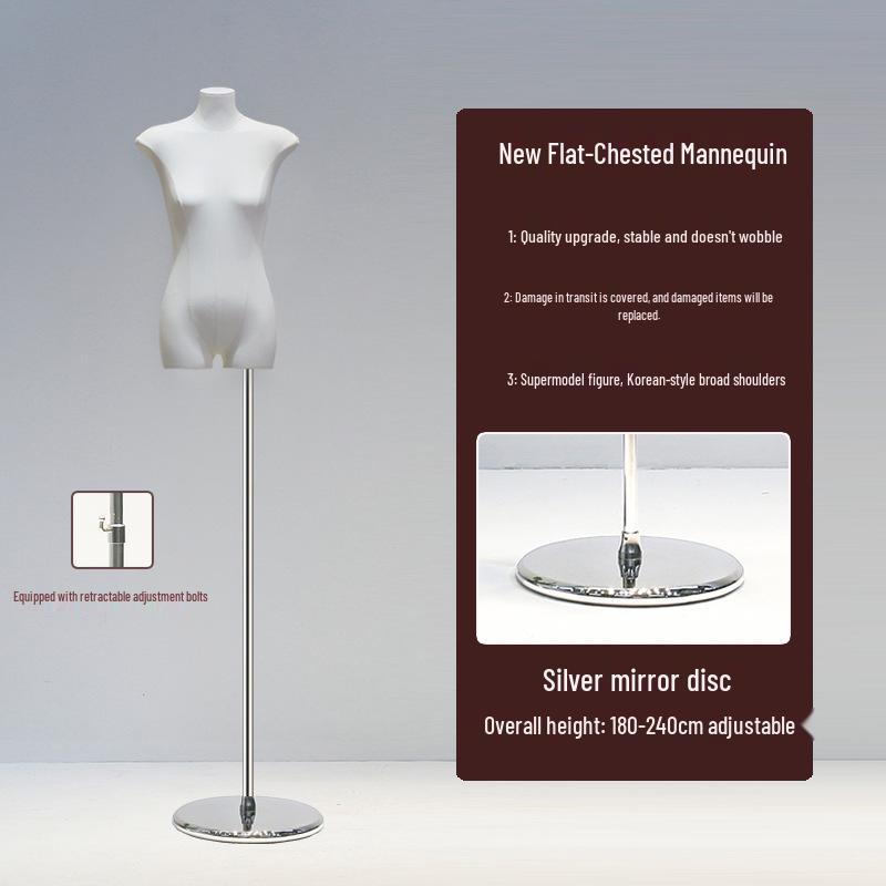 Korean Style Flat Body Female Mannequin with Wide Shoulders for Women's Clothing Display