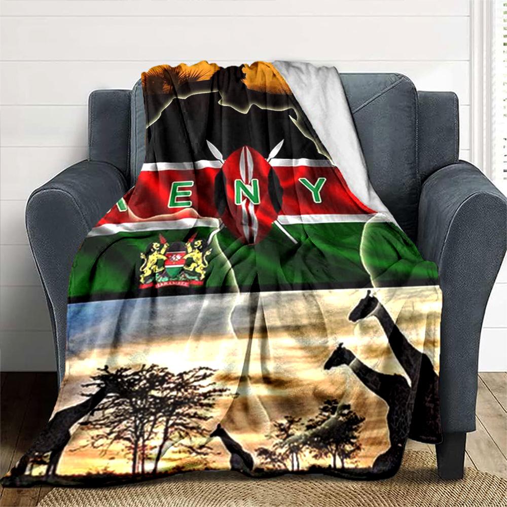 Kenya Print Flannel Blanket High Quality Warm Comfortable Cover for All Seasons Perfect for Gifts Home Decor