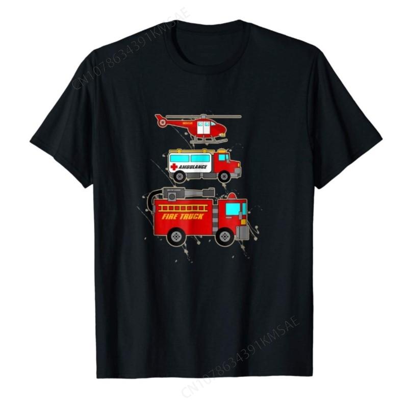 Ems Fire Truck Ambulance Rescue Helicopter Shirt Gift Summer Men Funny Casual Shirts Homme Su
