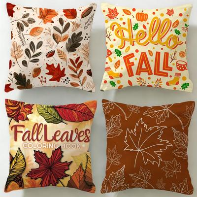 Pattern Maple Leaf Vintage Print Cushion Cover Soft & Easy-Wash Pillow Case – Versatile for Couch, Bed, Travel and Office