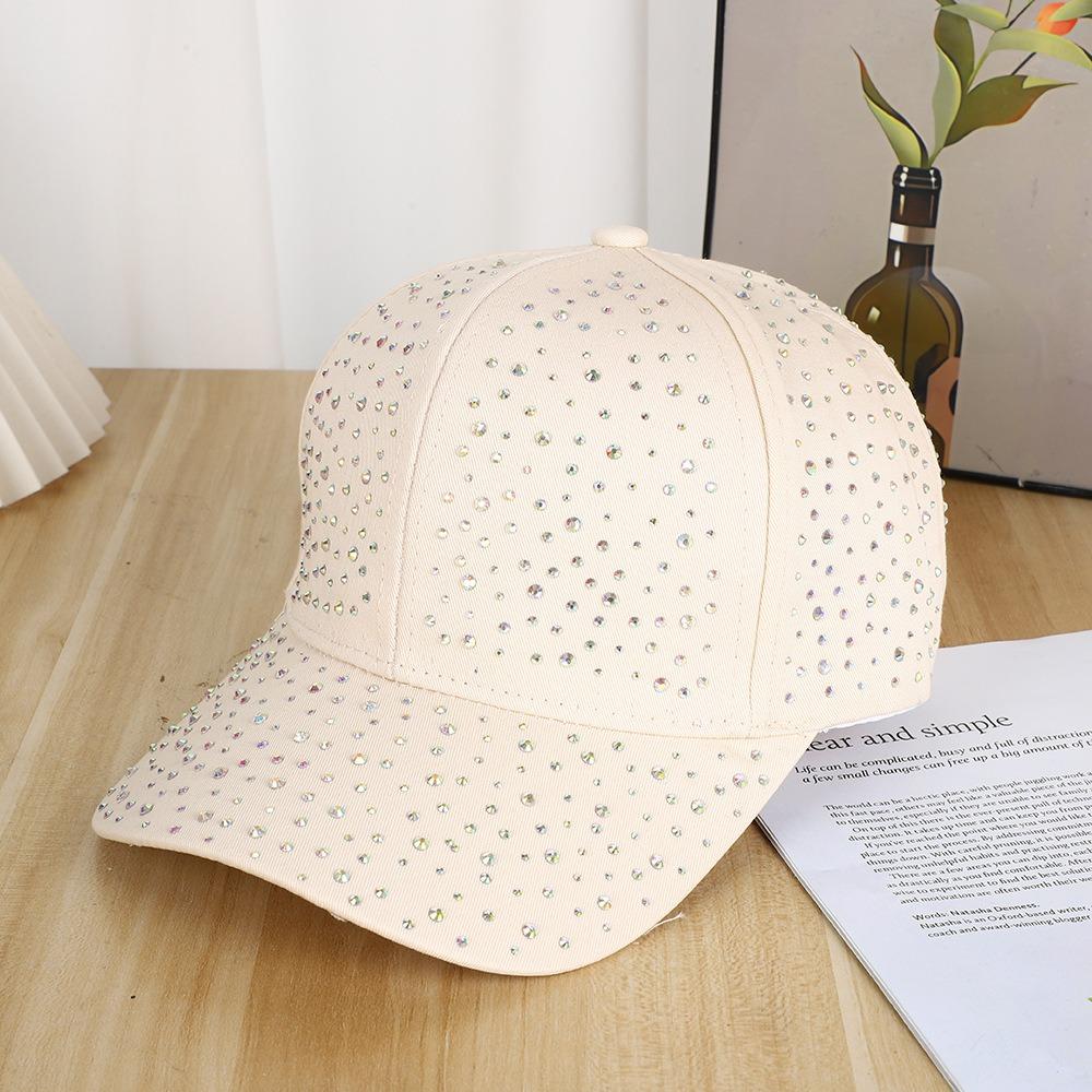 Cotton Full Rhinestone Baseball Hat Solid Color Sunscreen Hat Hotfix Rhinestones Baseball Cap Girl