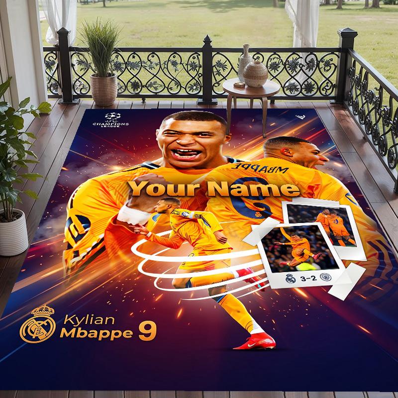 Custom Text Printed Rug Kylian Mbappe Non Slip Floor Carpet For Home Room Decor