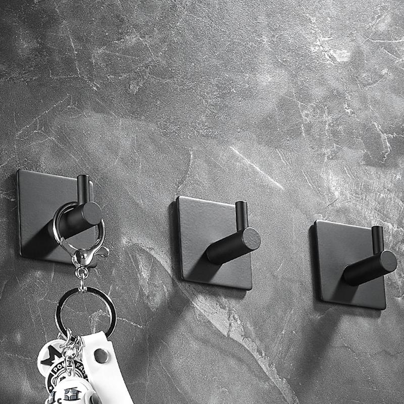 Schwarzer Kleiderhaken, Wandschlüsselhaken, luxuriöser Handtuchhaken, Badezimmer-Kleiderhaken aus Edelstahl, rostfreier Hakenaufhänger für Küchenbeschläge