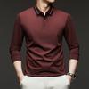 Original Design Quality Men'S Polo Shirt Autumn Solid Color Splicing Collar Long Sleeve Fashion Lapel T-Shirt Business Menswear