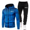 Herren Einfarbige Fleece Kapuzen Trainingsanzug Set Langarm Reißverschluss Oberteil Hose Sport Freizeit Outfit