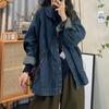 Xinxin Women's Dark Blue Long Sleeve Denim Jacket - Trendy, Versatile, Casual Outerwear