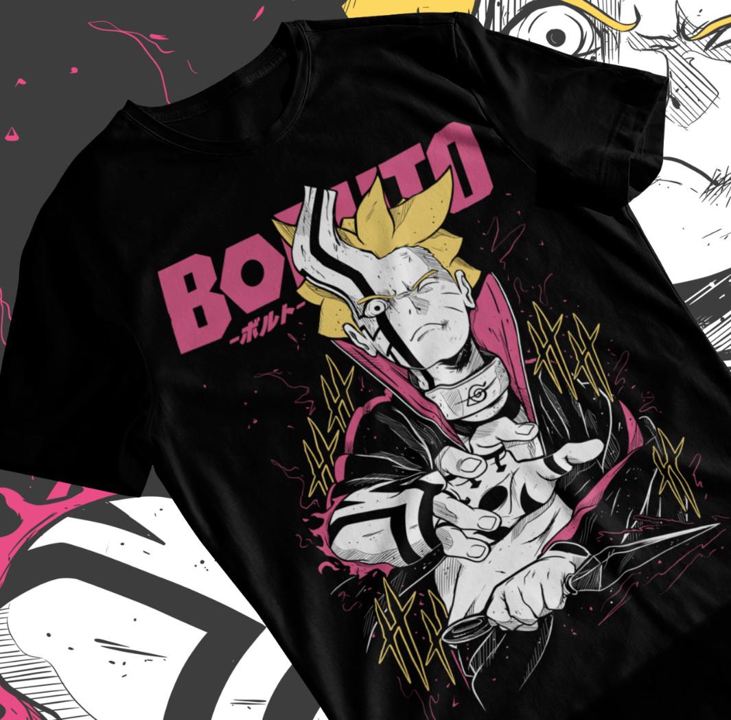 Boruto T-shirt Boruto Uzumaki Naruto Naruto Anime Manga Black Soft Tee XL