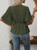2026 European Style V-neck Waist-cinching Women's Short-sleeved Top