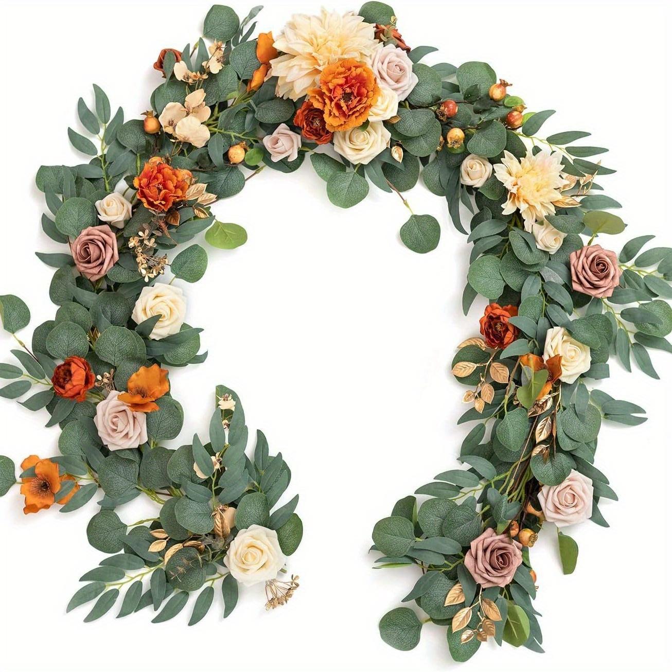 

1 шт. Имитация цветка 70,87 дюйма Искусственный эвкалипт Роза Эвкалипт Свадебное украшение стола и стула Ротанг