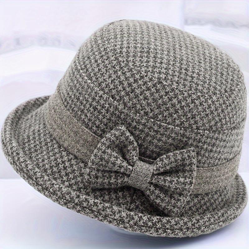 

Женская модная универсальная шерстяная шляпа-тазик с бантом, легкая и удобная уличная панама серый