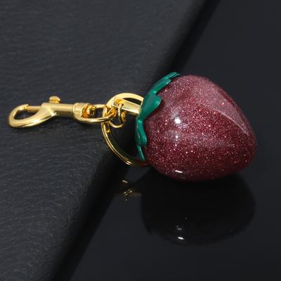 Fashion  Strawberry Keychain Exquisite Red Crystal Strawberry Pendant Keyring For Backpack Elegant Charm Jewelry Gifts