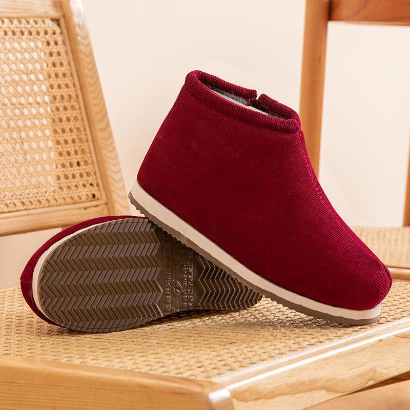 Women's Winter Handmade High-Top Non-Slip Cotton Slippers - Warm Indoor Shoes for Mom & Men