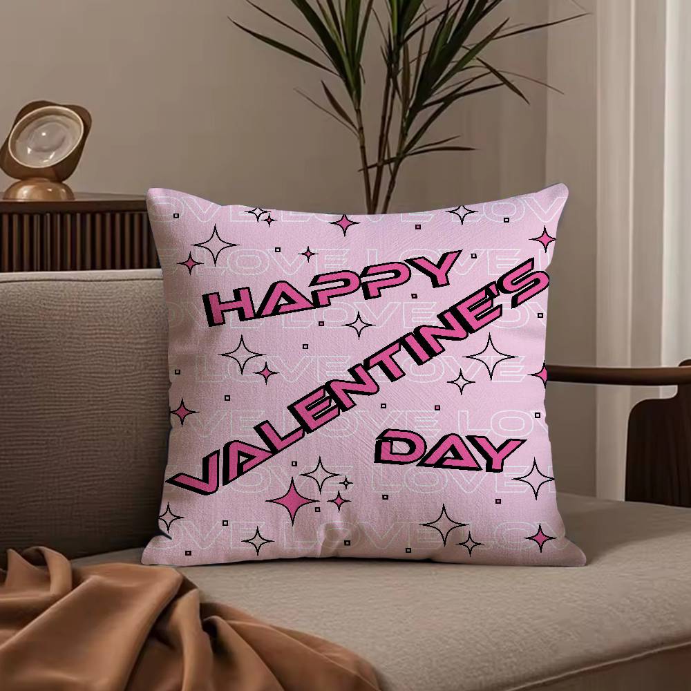 Valentine's Day Stickers X Pillow Case Anti-dustmite Pillowcase Invisible Zipper Silky Short Plush Sofa Cushion Cover