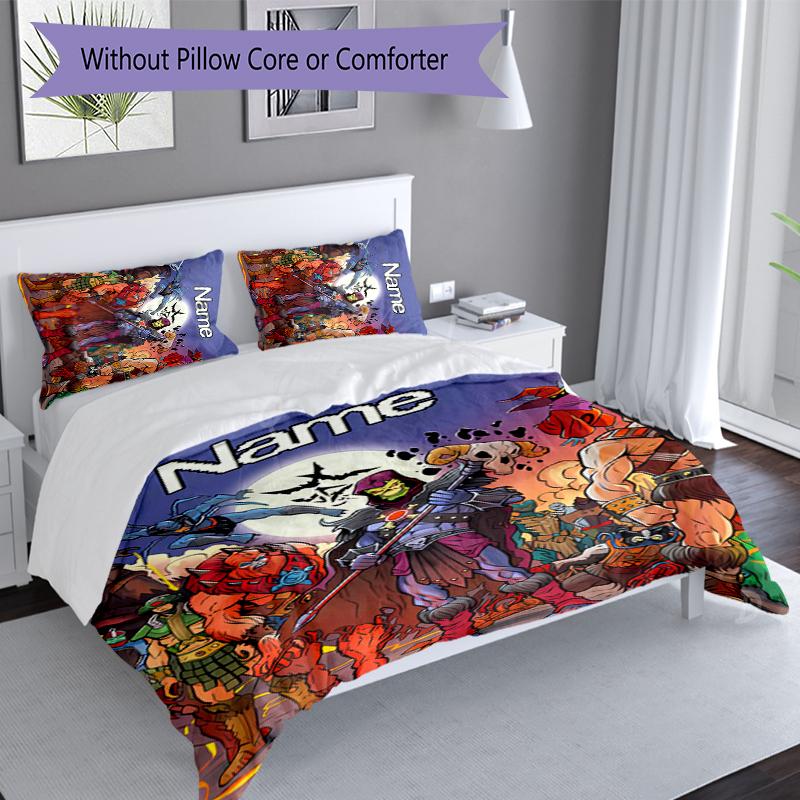 3pcs Custom Name He-Man and the Masters of the Universe Set,Includes 1 Duvet Cover and 2 Pillowcases,All-season Bedroom Decor