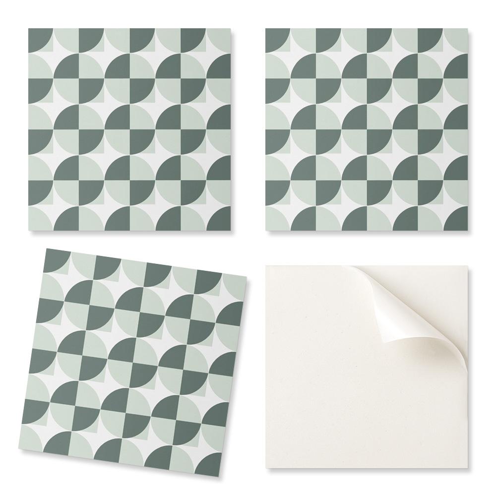 Set of Vinyl PVC Tiles Geometry of Circles and Squares 4X50X50 Cm