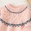 Girls Knitted Pullover Sweater with Pattern, Warm Long Sleeve Base Layer Top for Winter