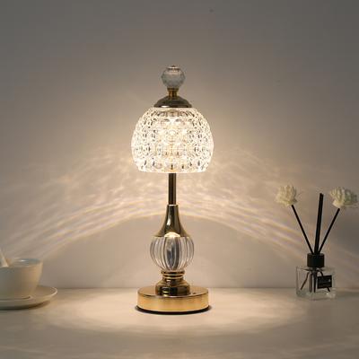 Lampă de birou nouă din metal cristal acrilic, lumină tactilă de încărcare pentru dormitor, decorare atmosferă retro nordică, lumină de noapte mică