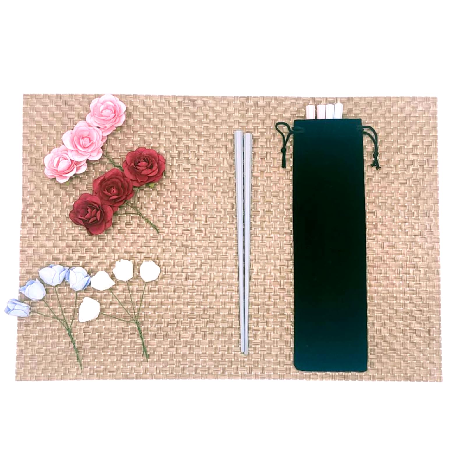 

your chopsticks and straws with Chopstick holder drawstring set of chopstick straw cutlery cloth [Carry you!] bag, plain, 5, holder, storage, case, чёрный