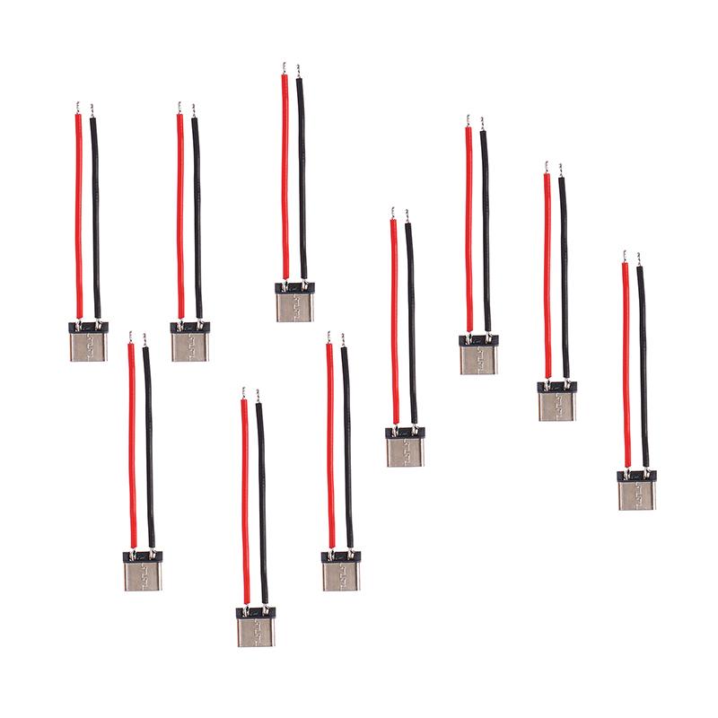 10Pcs Micro Usb Type-C 2Pin Horizontal 2P Simple Soldered Male Plug-In Board Quick Charging Connector