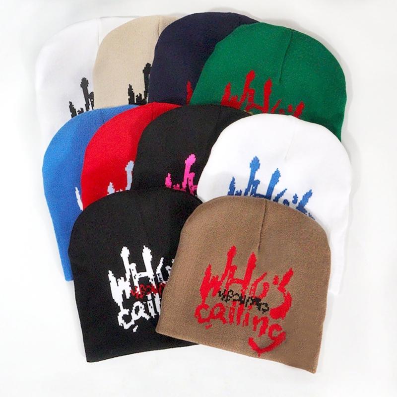 Popular Letter Jacquard Beanie Hat for Female Y2K Girl Winter Autumn Hat Cool Girl Crochet Hat Soft Breathable Skull Cap