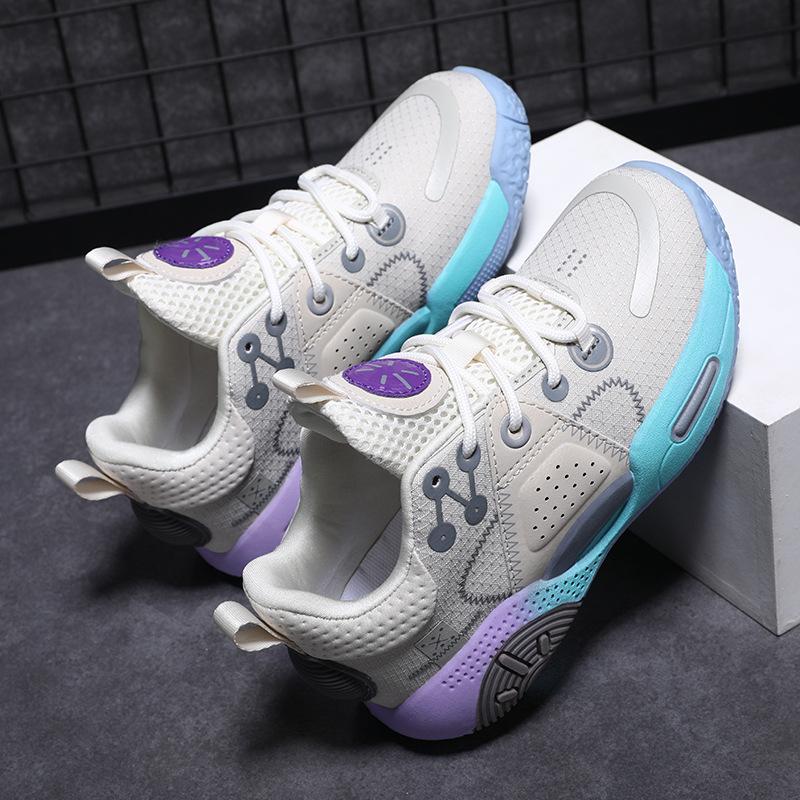 Marshmallow Children's Basketball Shoes Children Middle-aged and Older Children Breathable Fly-woven Shock-absorbing and Anti-collision Children's 