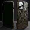 For iPhone 16 Pro Max Case Crocodile Texture Genuine Cow Leather Coated PC Phone Cover Compatible with MagSafe