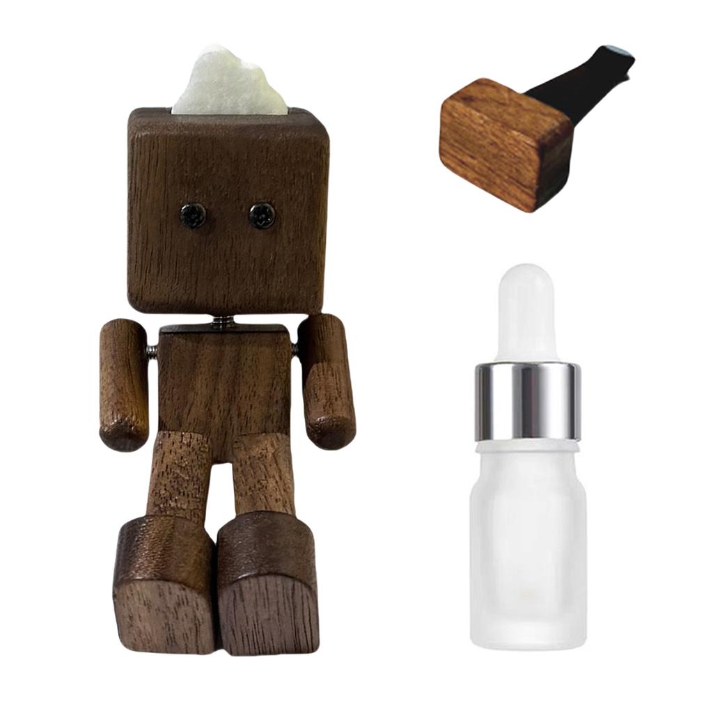 Shaking Wooden Man Fragrance Diffuser Figurine Car Decoration Small Ornaments Leg-swinging Robot Figurine Cute Wood Man Car Goo