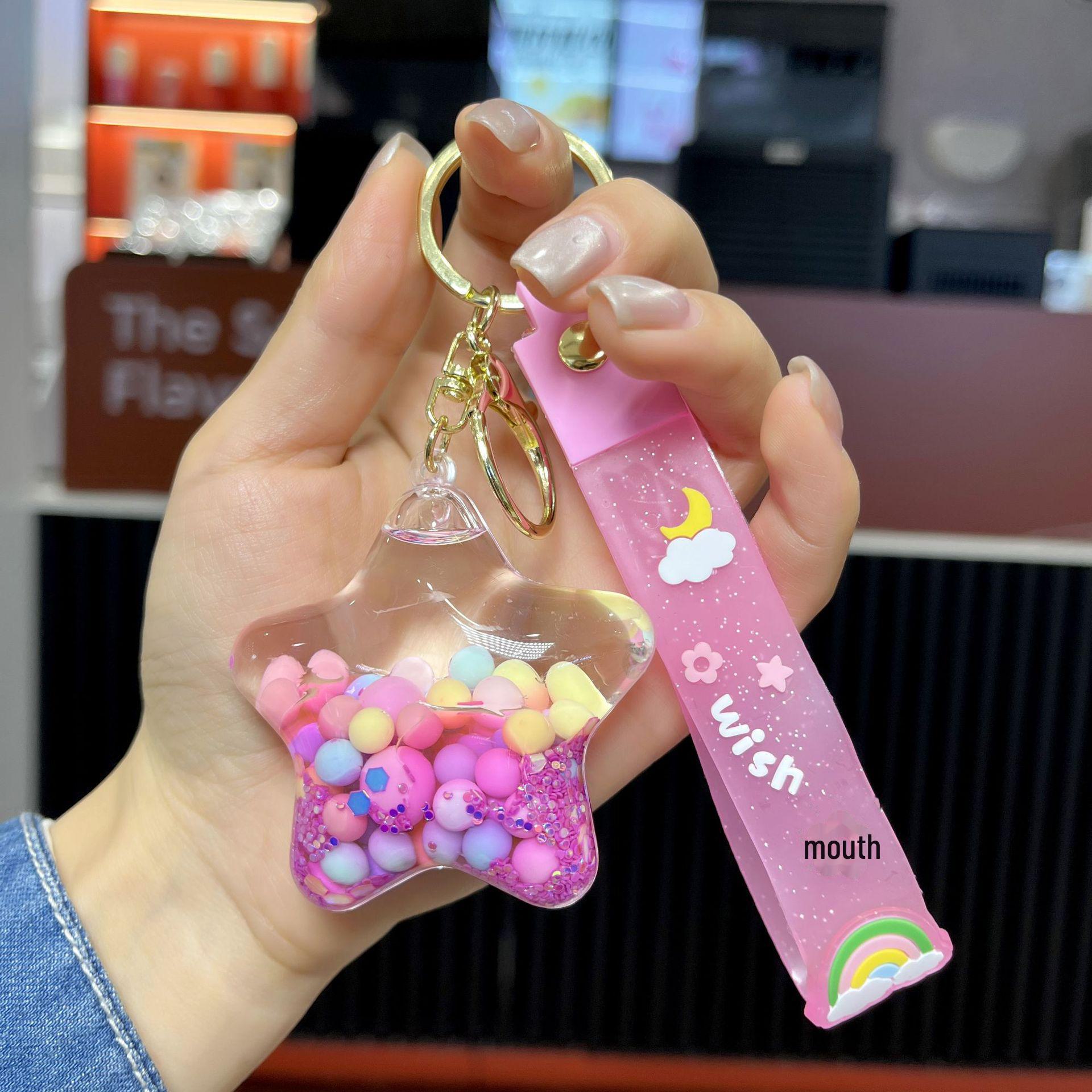 

Підвіска-брелок із акриловими желейними зернами, наповненими маслом Яскраво-рожевий/рожевий