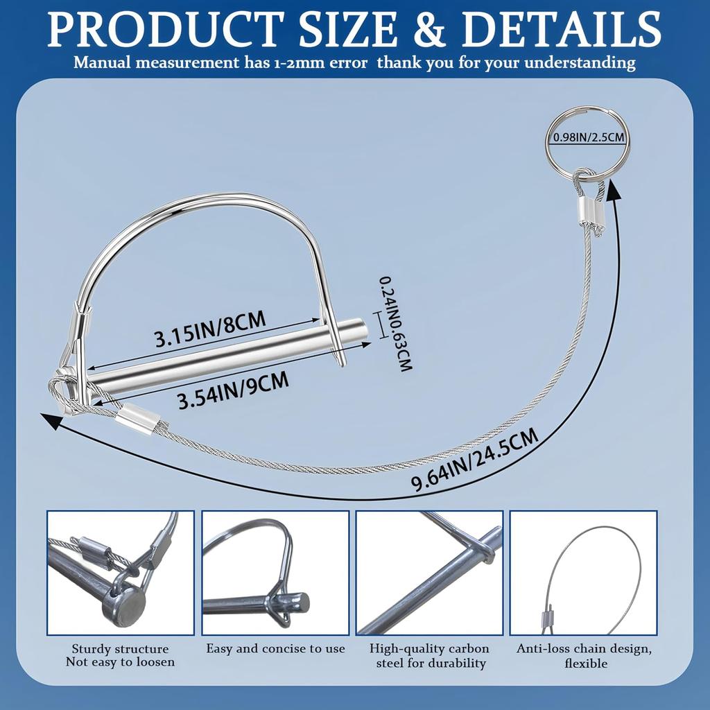 2Pack Locking P,Trailer Pin With Anti-Lost Rope Ring,Premium Trailer Hitch Pin,Hitch Locking Pin,Professional Trailer Coupler P For Farm Lawn Garden