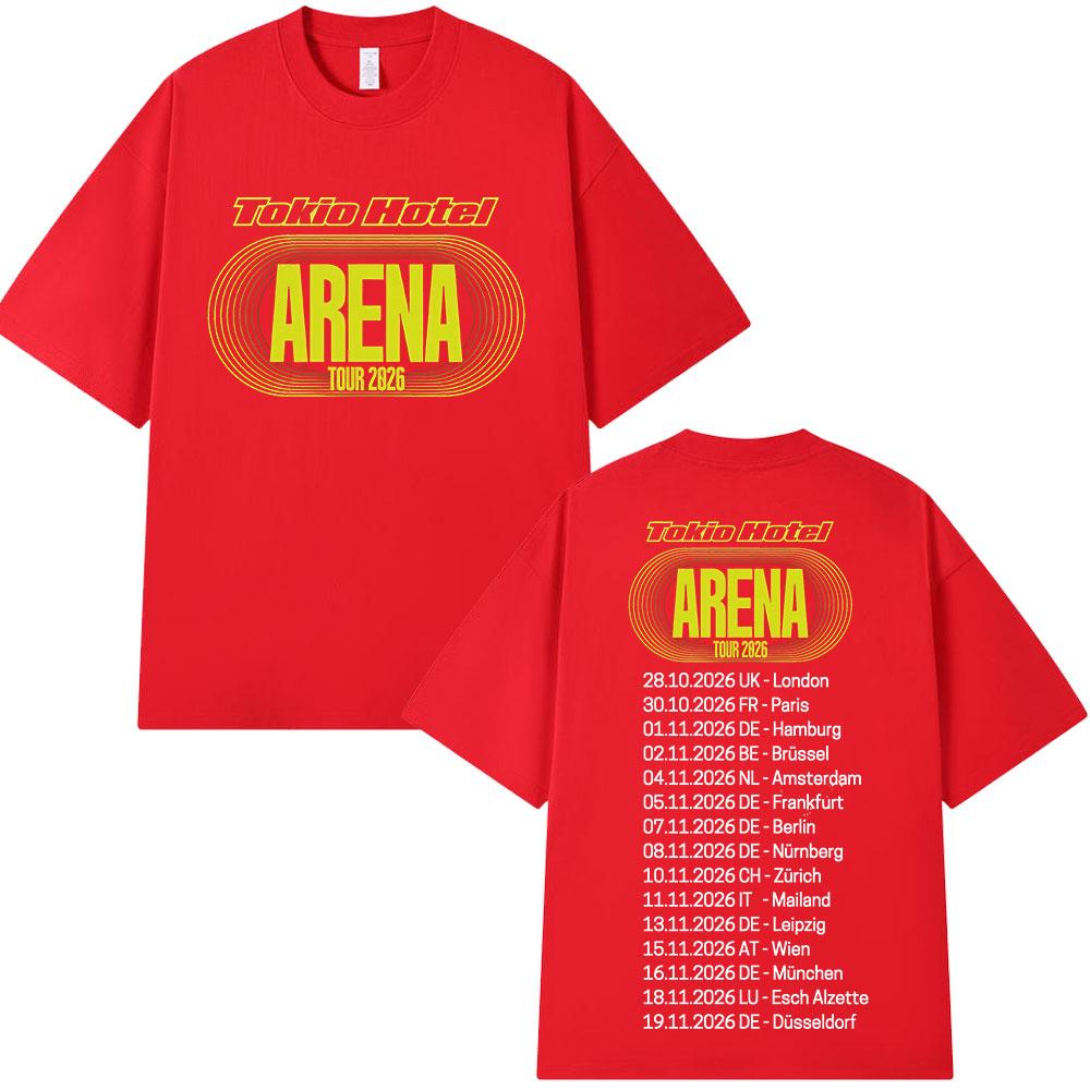 Rock Band Tokio Hotel Arena Tour 2026 Tshirts Unisex Women Fashion Vintage Short Sleeve Tshirt High Quality Cotton Casual T Shirt