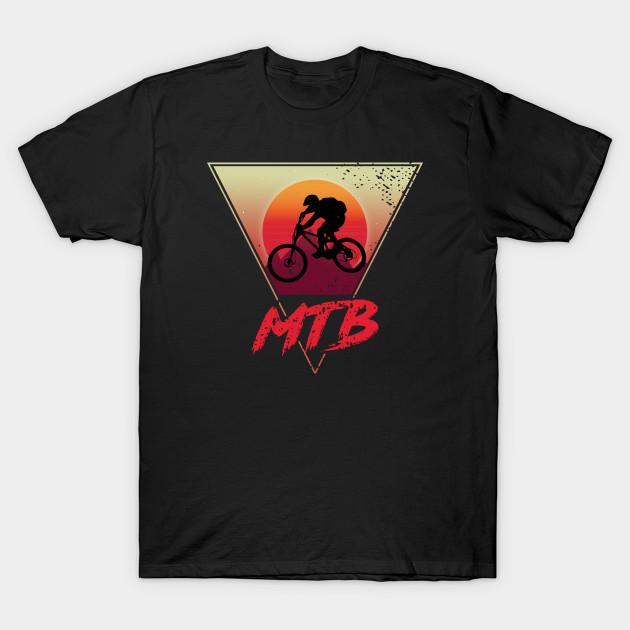 Men Black Print T-shirt Retro Mountain Biking No-Cut Transfer Paper Print Cotton Tshirt S