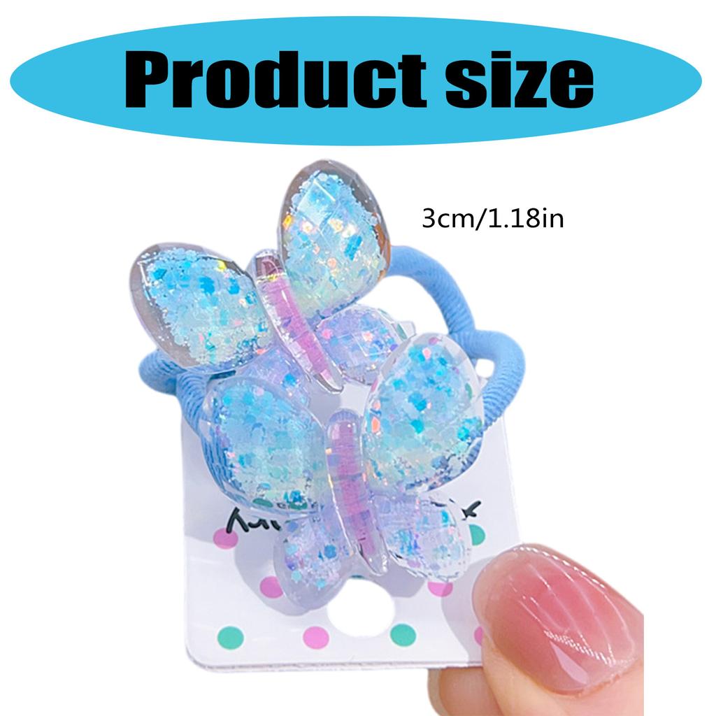 Leuchtende Farbe Glitzernde Schmetterling Haargummis für Kinder Frauen Haarband kleines Mädchen elastische Haargummis Pferdeschwanzhalter