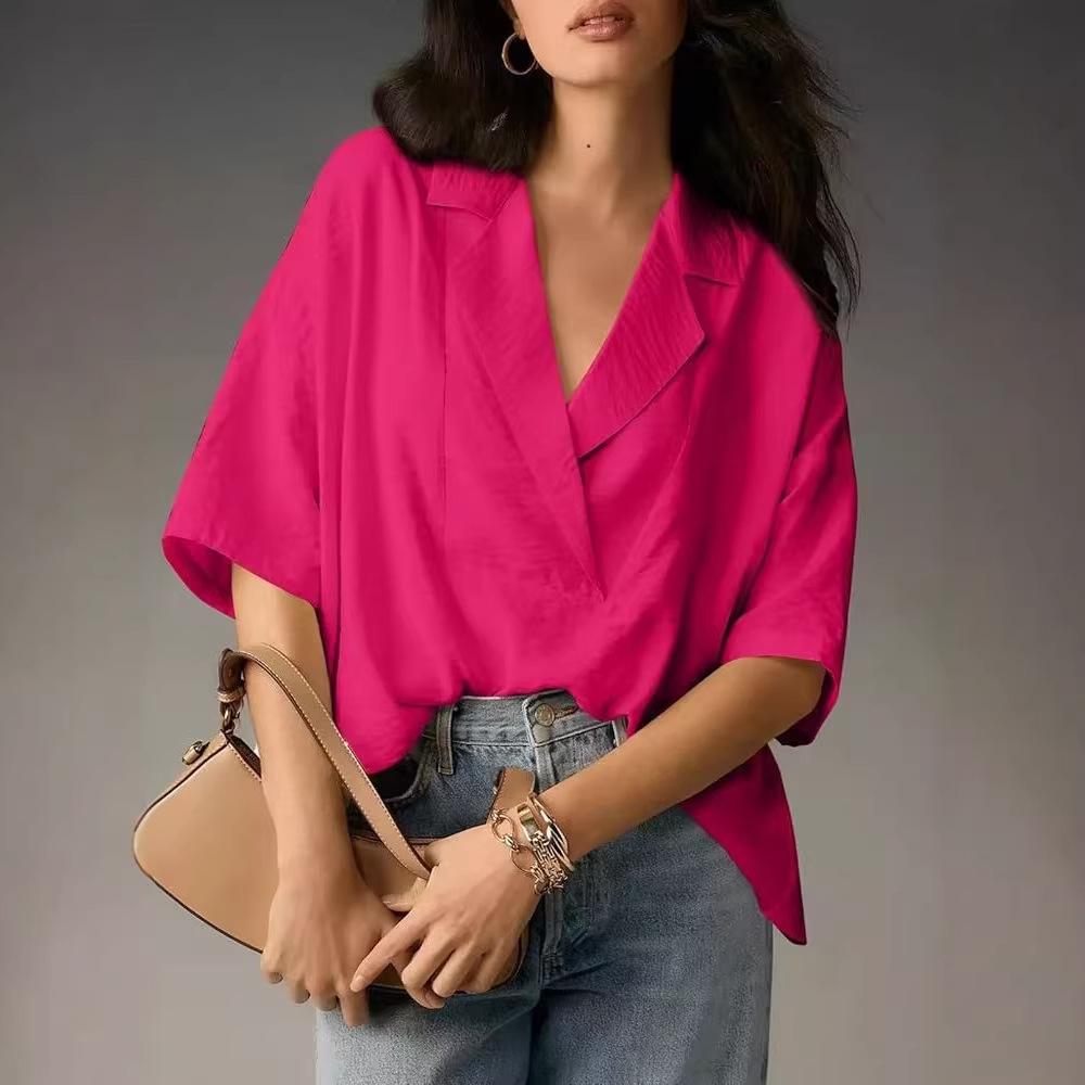 European Summer French V-Neck Elegant Short-Sleeve Top