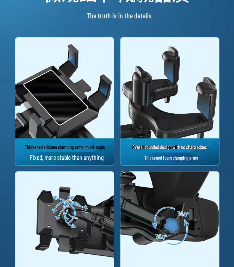 360° Rotating Multi-Functional Rearview Mirror Car Phone Holder