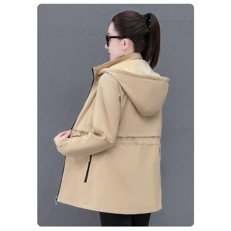 Winter Plus Velvet Thickened Mid-length Windbreaker Ladies Korean Version of The Autumn and Winter Warm Jacket