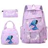 3 Piece School Backpack Set for Students Large Capacity Oxford Cloth Schoolbag with Shoulder Strap and Pencil Case