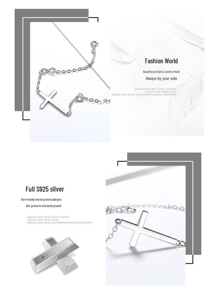 925 Silver Cross Bracelet: Elegant Unisex Fashion