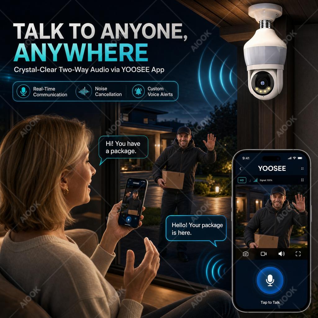 YOOSEE Ai APP Haus E27 Lichtkamera HD 5MP PTZ Ai Fahrzeugerkennung Zwei-Wege-Interkom Nachtsicht WIFI Kamera Mobile Verfolgung