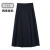 Plus Size Women Gray High Waist A Line Pleated Midi Skirt