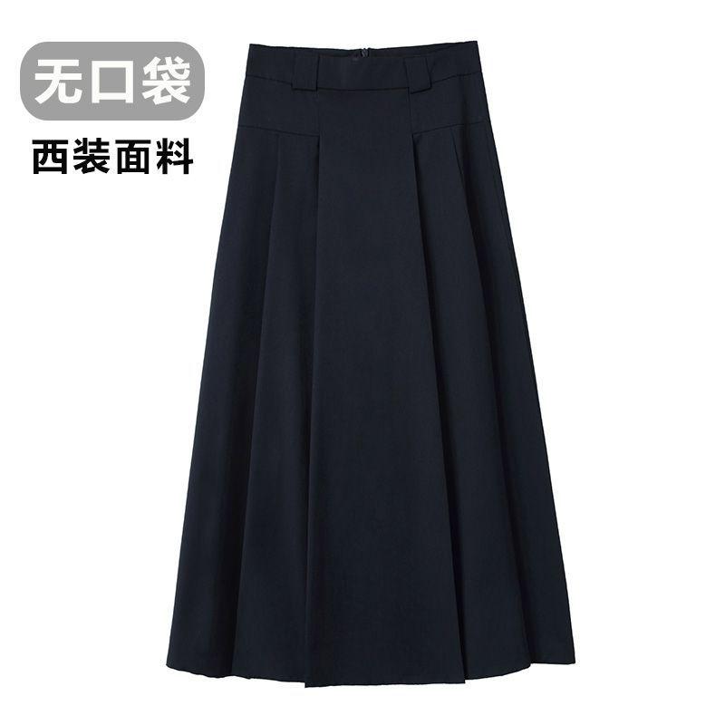 Plus Size Women Gray High Waist A Line Pleated Midi Skirt