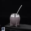 Stainless Steel Double-layer Mate Cup With Straw Texture Eggshell Cup Perfect For Yerba Mate Tea Drinking Yerba Mate Cup New