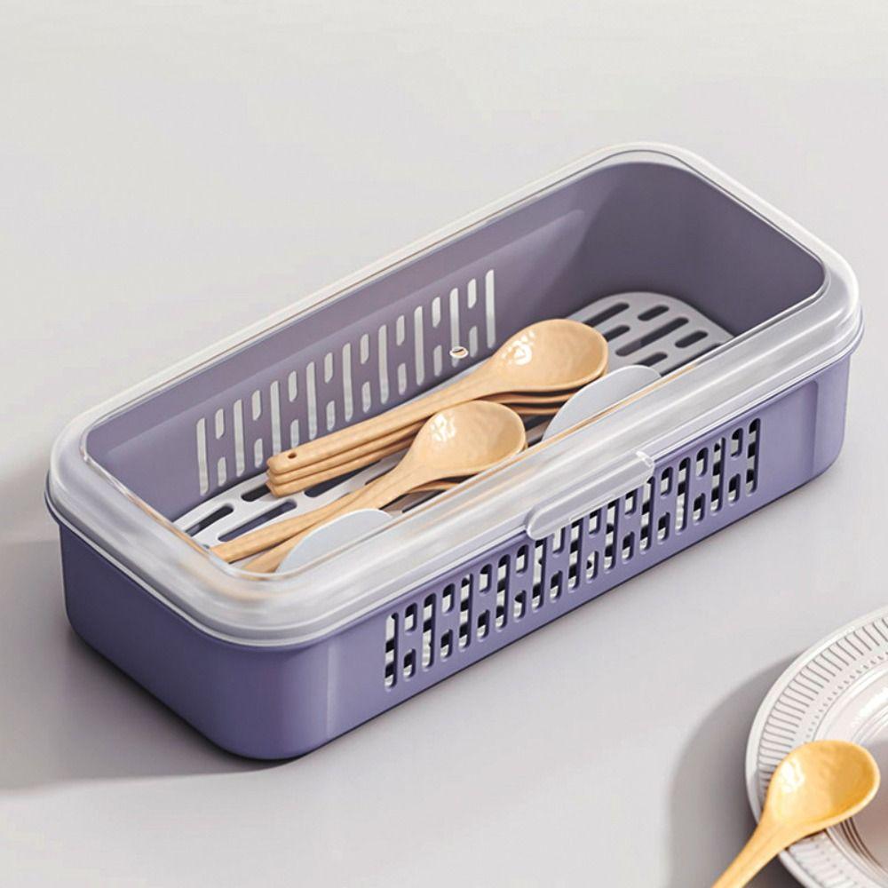 Single Layer Chopstick Drying Box Rectangular Shape Tableware Storage Case  Bathroom