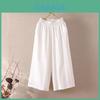 Casual Cotton Linen Wide Leg Pants For Women With Elastic Waist And Pockets For Summer Comfort