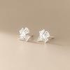 S925 Silver Needle Lace Hollow Bow Screw Buckle Puncture Stud Earrings for Women Fine Y2K Elegent Jewelry Minimalist Accessories