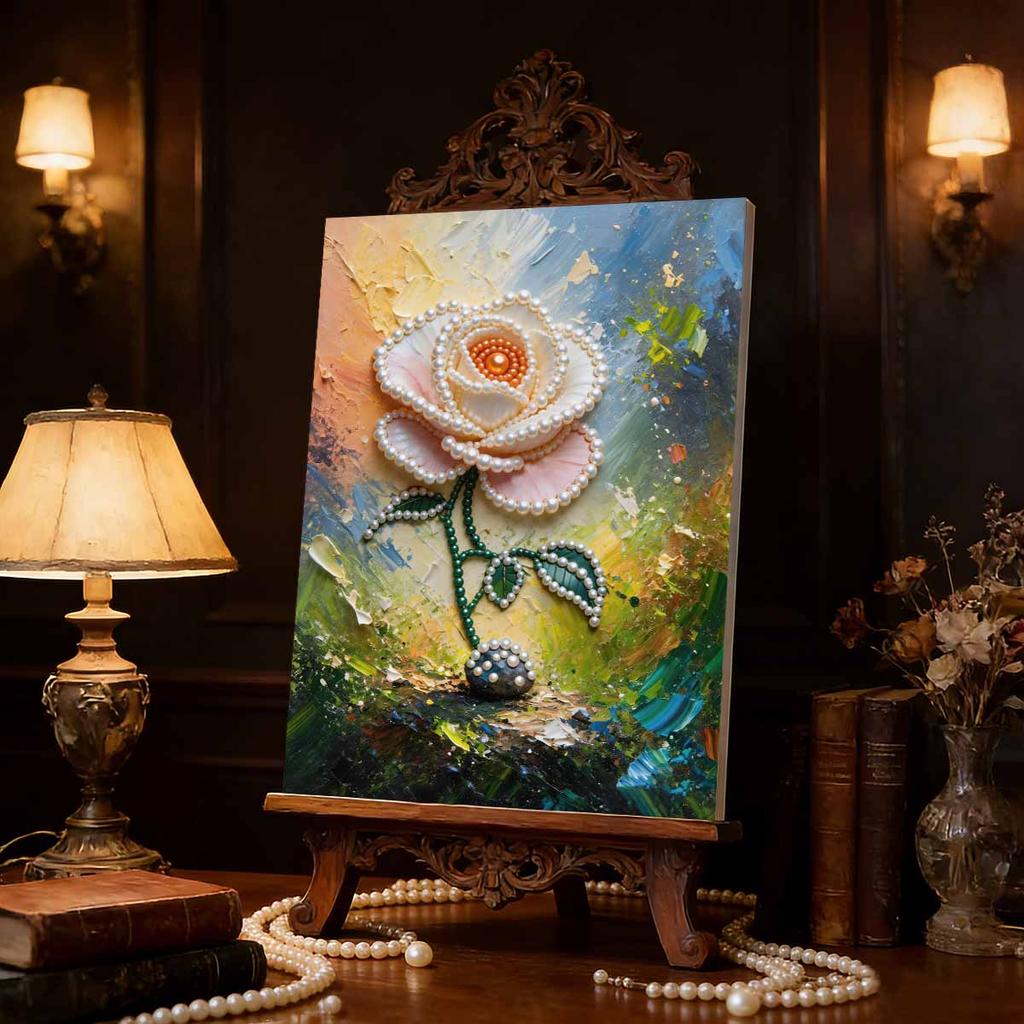 DIY A Rose Pearl Art Painting for Home Wall Decor Arts Craft  for Adults/Beginners Gift Idea Home Decor Without Frame