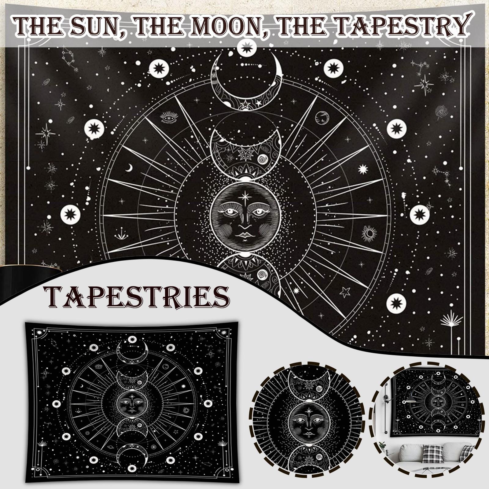 

Гобелен с изображением Солнца и Луны, настенный гобелен, настенный гобелен со звездой и космосом